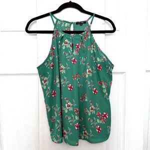 Papermoon Womens Floral Halter Tank Green Size Petite Large Versatile Classic